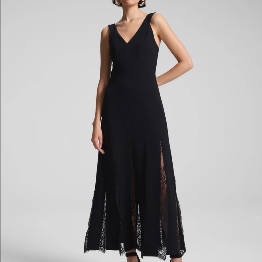 NEW ALC Black Maxi Dress with Slit V-Neck Sleeveless (with tags)